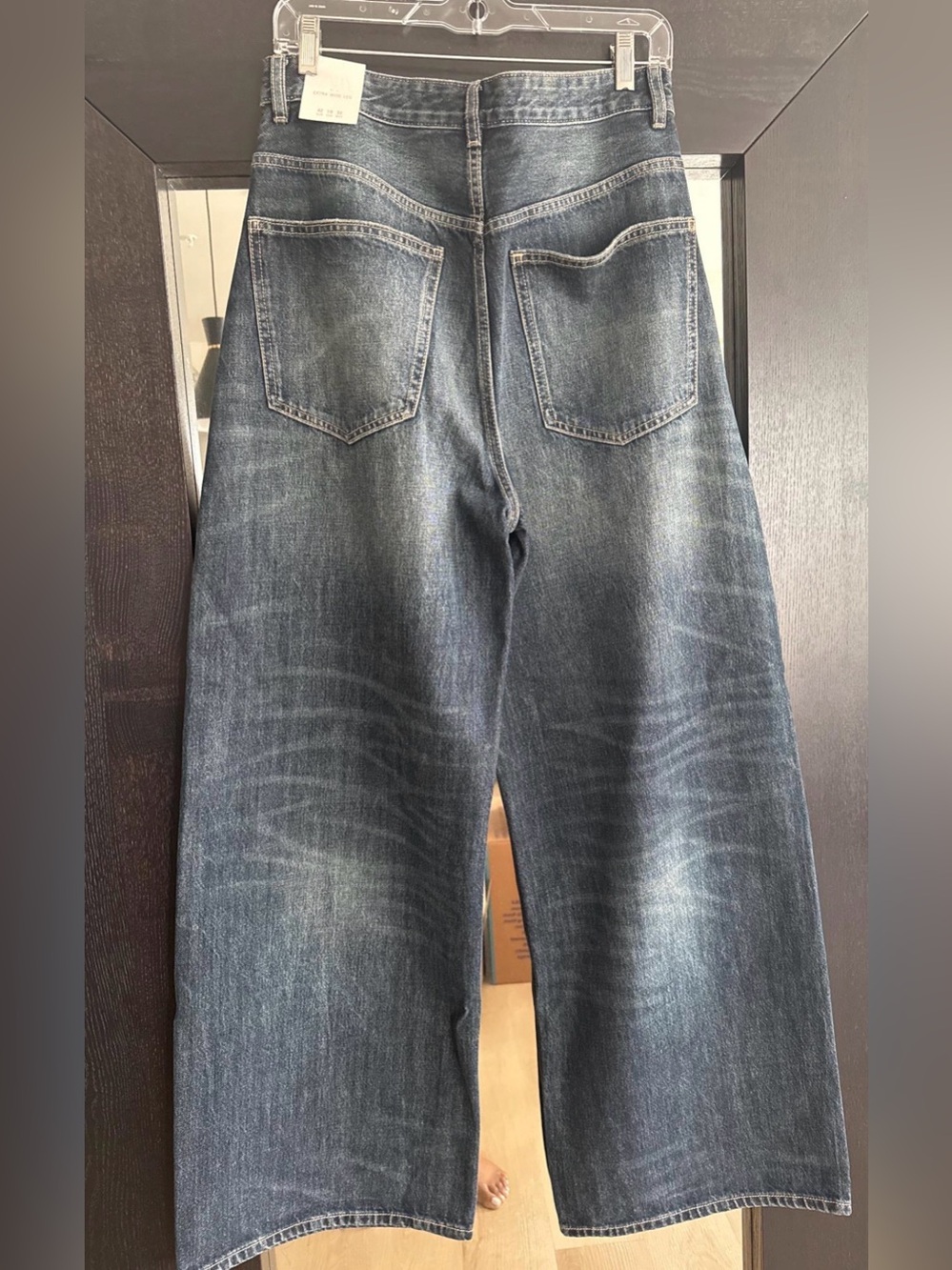 NWT Zara Extra Wide-Leg High-Rise Jeans in Washed Dark Indigo - Picture 7 of 10